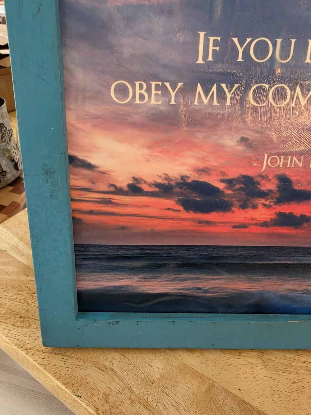 Turquoise Coastal Scripture Picture Frame - John 14:15